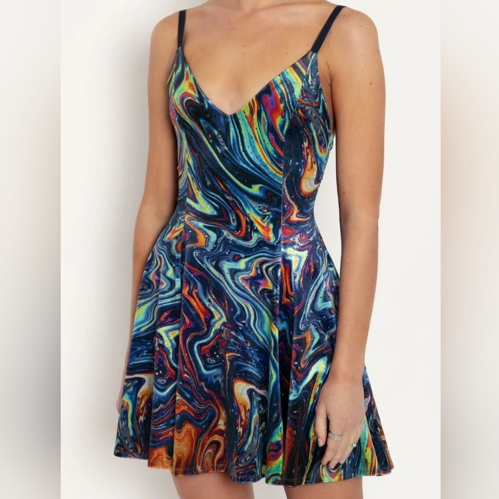 Blackmilk I bleed gasoline velvet mini strappy dress